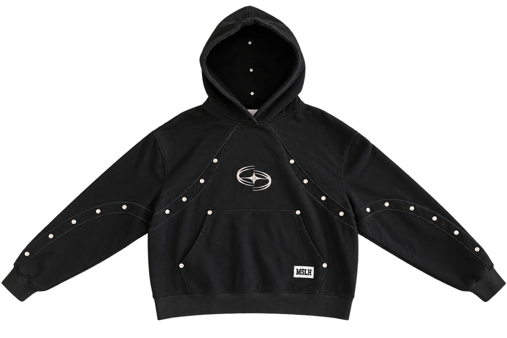 MSLH Silver Stud Hoodie front view