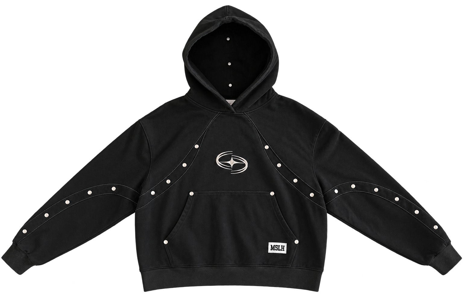 MSLH Silver Stud Hoodie front view